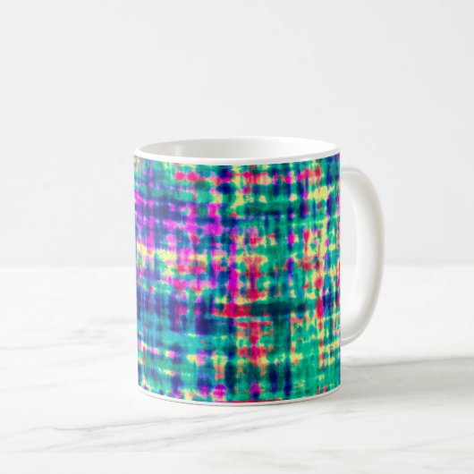抽象芸術カラフルモダン絞り染めパターン コーヒーマグカップ (正面右)