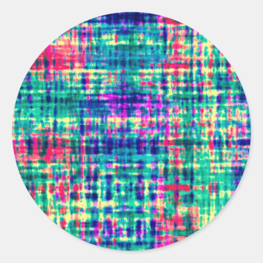 抽象芸術カラフルモダン絞り染めパターン ラウンドシール (正面)