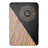 抽象芸術カラフルモノグモダンラム金ゴールドブラック バスマット (正面縦)