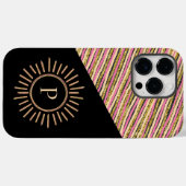 抽象芸術カラフルモノグラムモダンピンクイエロー金ゴールド Case-Mate iPhoneケース (裏面 (横))
