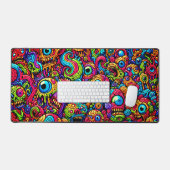 抽象芸術カラフルモンスター デスクマット (キーボード&マウス)