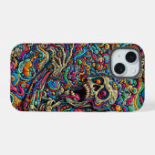 抽象芸術カラフルモンスター iPhone 15ケース (裏面横)