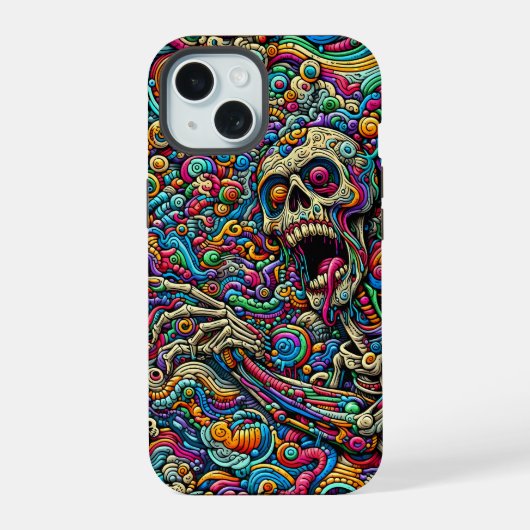 抽象芸術カラフルモンスター iPhone 15ケース (裏面)
