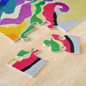 抽象芸術カラフルユニコーンポートレート絵画ズ ジグソーパズル (側面)