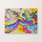 抽象芸術カラフルユニコーンポートレート絵画ズ ジグソーパズル (横)