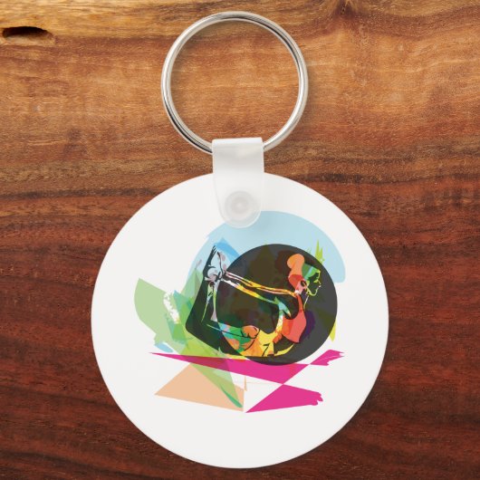 抽象芸術カラフルヨガポーズフィットネスとウェルネス キーホルダー (正面)