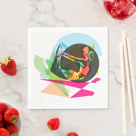 抽象芸術カラフルヨガポーズフィットネスとウェルネス スタンダードランチョンナプキン