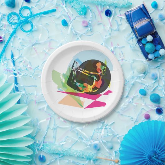 抽象芸術カラフルヨガポーズフィットネスとウェルネス ペーパープレート (パーティー)