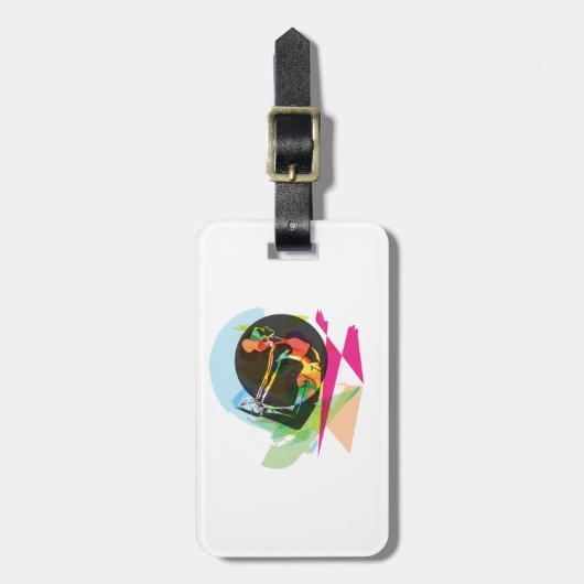 抽象芸術カラフルヨガポーズフィットネスとウェルネス ラゲッジタグ (正面縦)