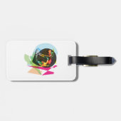 抽象芸術カラフルヨガポーズフィットネスとウェルネス ラゲッジタグ (裏面横)