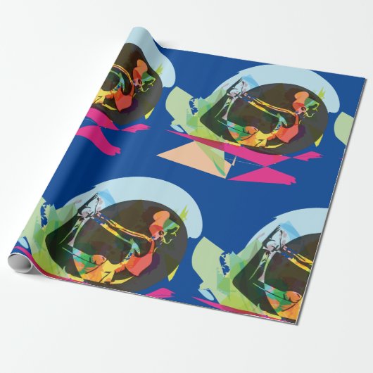 抽象芸術カラフルヨガポーズフィットネスとウェルネス ラッピングペーパー (アンロールド)