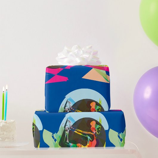 抽象芸術カラフルヨガポーズフィットネスとウェルネス ラッピングペーパー