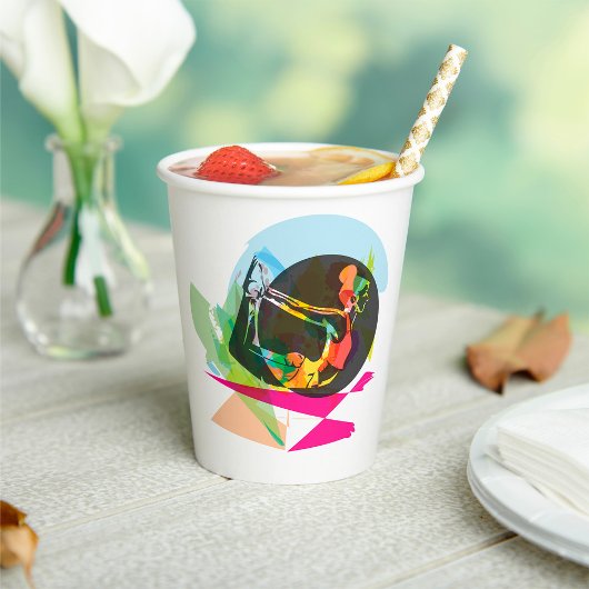 抽象芸術カラフルヨガポーズフィットネスとウェルネス 紙コップ