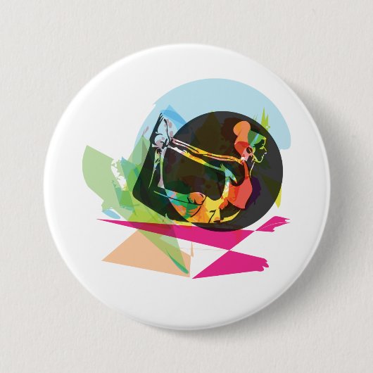 抽象芸術カラフルヨガポーズフィットネスとウェルネス 缶バッジ (正面)