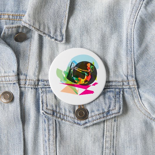 抽象芸術カラフルヨガポーズフィットネスとウェルネス 缶バッジ