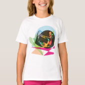 抽象芸術カラフルヨガポーズフィットネスとウェルネス Tシャツ (正面)