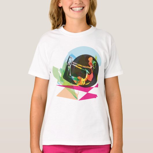 抽象芸術カラフルヨガポーズフィットネスとウェルネス Tシャツ (正面)