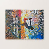 抽象芸術カラフルヨガポーズ |チャレンジ懸命ジグ ジグソーパズル (横)