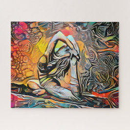 抽象芸術カラフルヨガポーズ |チャレンジ懸命ジグ ジグソーパズル