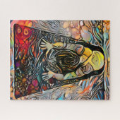 抽象芸術カラフルヨガポーズ |挑戦的な懸命 ジグソーパズル (横)