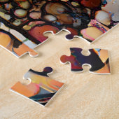 抽象芸術カラフルヨガポーズ |挑戦的な懸命 ジグソーパズル (側面)