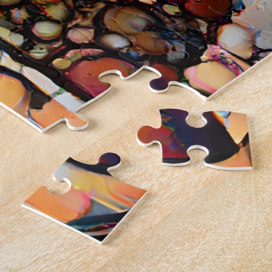 抽象芸術カラフルヨガポーズ |挑戦的な懸命 ジグソーパズル (側面)