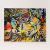 抽象芸術カラフルライオン |チャレンジ懸命ジグソー ジグソーパズル (横)