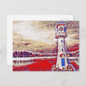 抽象芸術カラフルライトハウスロースレイクカーディフ ポストカード (正面/裏面)