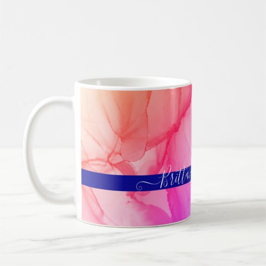 抽象芸術カラフルレインボーユニークカスタムシック コーヒーマグカップ (左)