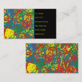 抽象芸術カラフルレッドイエローグリーンブルーアーティスト 名刺 (正面/裏面)