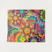 抽象芸術カラフルレッドオレンジパープルグリーンタペストリー タペストリー (正面(横))