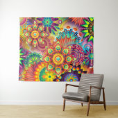 抽象芸術カラフルレッドオレンジパープルグリーンタペストリー タペストリー (インサイチュ(横))