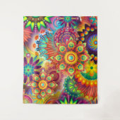 抽象芸術カラフルレッドオレンジパープルグリーンタペストリー タペストリー (正面)