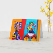 抽象芸術カラフルレディースカ空白のード カード (黄色い花)