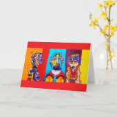 抽象芸術カラフルレディースカ空白のード カード (黄色い花)