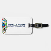 抽象芸術カラフルレトロシュガースカルレッドローズ ラゲッジタグ (正面横)