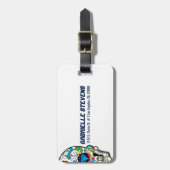 抽象芸術カラフルレトロシュガースカルレッドローズ ラゲッジタグ (正面縦)