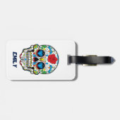 抽象芸術カラフルレトロシュガースカルレッドローズ ラゲッジタグ (裏面横)