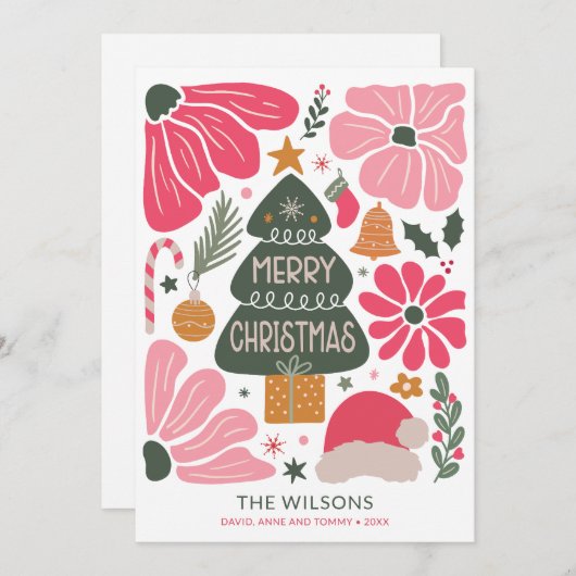 抽象芸術カラフルレトロフローラ シーズンカード (正面/裏面)