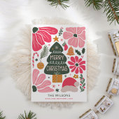 抽象芸術カラフルレトロフローラ シーズンカード