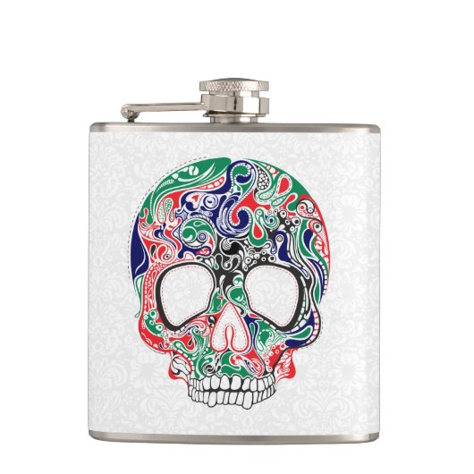 抽象芸術カラフルレトロ糖スカル フラスク (正面)