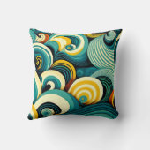 抽象芸術カラフルレトロ70sヒッピー波アートワーク | クッション (裏面)