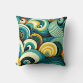 抽象芸術カラフルレトロ70sヒッピー波アートワーク | クッション (正面)