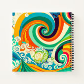 抽象芸術カラフルレトロ70sヒッピー波アートワーク | ノートブック (裏面)