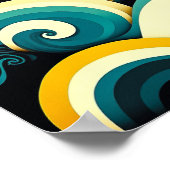 抽象芸術カラフルレトロ70sヒッピー波アートワーク | ポスター (角)