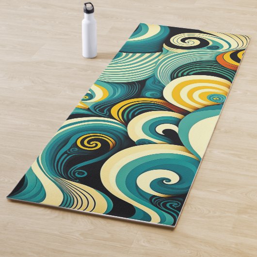 抽象芸術カラフルレトロ70sヒッピー波アートワーク | ヨガマット (インサイチュ)