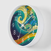 抽象芸術カラフルレトロ70sヒッピー波アートワーク | 壁時計 (傾斜)