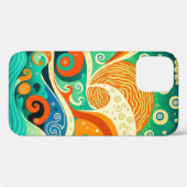 抽象芸術カラフルレトロ70sヒッピー波アートワーク | Case-Mate iPhoneケース (裏面 (横))