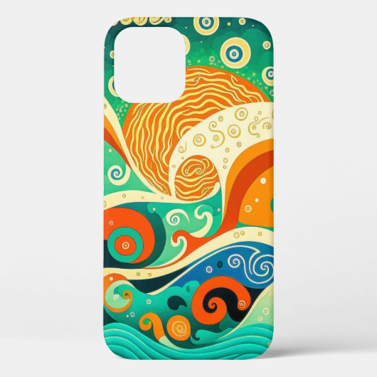 抽象芸術カラフルレトロ70sヒッピー波アートワーク | Case-Mate iPhoneケース (裏面)