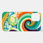 抽象芸術カラフルレトロ70sヒッピー波アートワーク | Case-Mate iPhoneケース (裏面 (横))